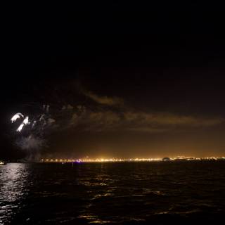 Sparkling Fireworks Illuminating the Bay