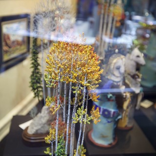 Miniature Aspen Tree Sculpture in Art Gallery Display