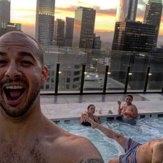 Sunset Selfie by the City Pool