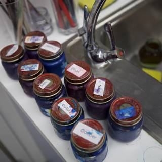 Colorful Paint Jars on Display