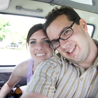 Happy Couple Smiling Together in Van, Fiji