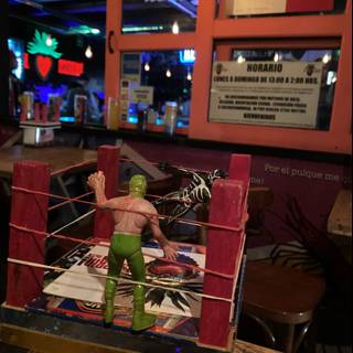Wrestling Action Figure in Plywood Ring