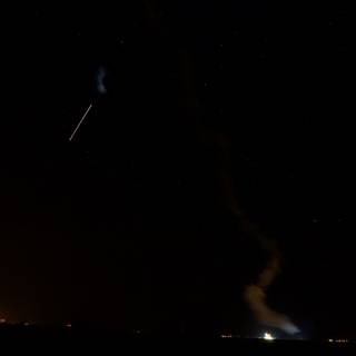 Rocket Launch Under a Starry Night Sky