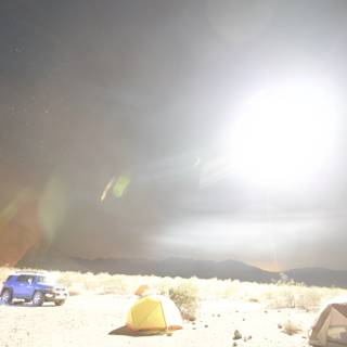 Desert Tent illuminated by Flare