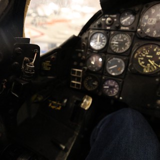 Vintage Aircraft Cockpit Instrument Panel Close-Up