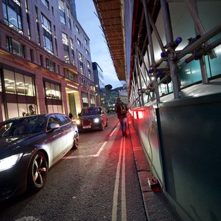 Urban Construction Zone at Twilight in London