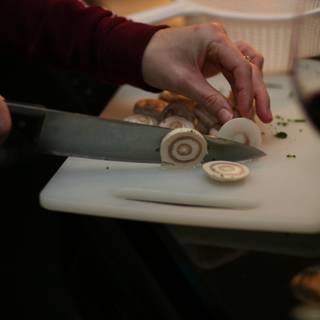 Chopping up Savory Mushrooms