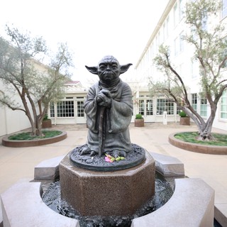 Yoda Fountain Statue at Lucasfilm's Skywalker Ranch Courtyard