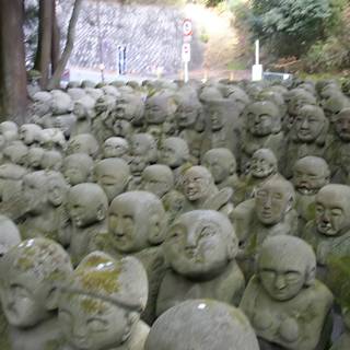 Stone Statues in a Forest