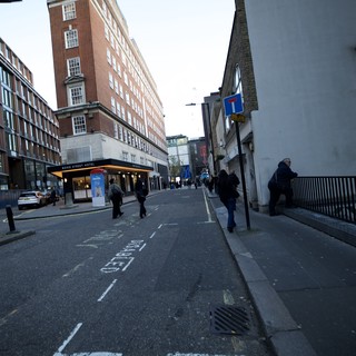 Urban Street Scene on Overcast Evening in London