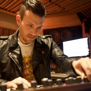 Electronic Musician in Leather Jacket