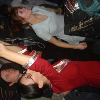 Red Shirted Woman in a City Club