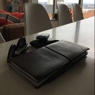 Leather Book on a Table at The Broad