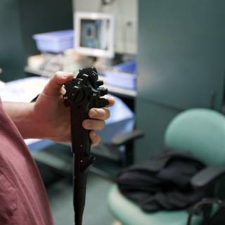 Man Holds Mysterious Black Object at USC Medical Center
