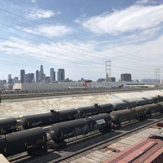 Busy Train Yard in the Heart of LA