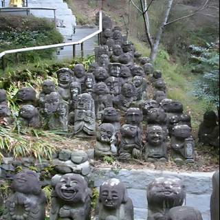 Stone Statues Standing Tall in a Kyoto Park