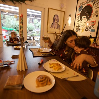 Family Christmas Dinner at Home with Children