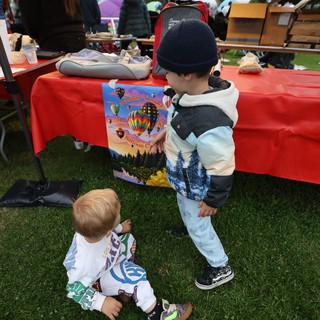 Young Children Discover Hot Air Balloon Festival Poster