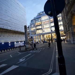Modern Glass Office Building at Dusk in London