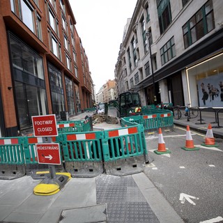Urban Street Construction Work in London City Center