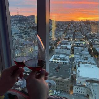 Cityscape and Red Wine