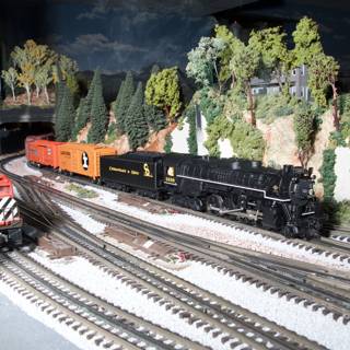 Model Train Chugging Through a Scenic Diorama