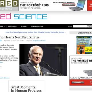 Wired Science Website with Buzz Aldrin in a Suit