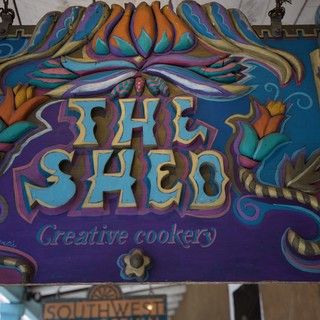 The Shed Creative Cookery Ornate Sign in Santa Fe