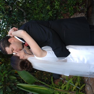 Bride and Groom Share First Kiss at Wedding
