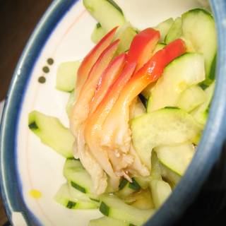 A Delicious Bowl of Shrimp and Cucumber