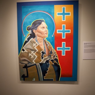 Contemporary Native American Portrait in Museum Gallery