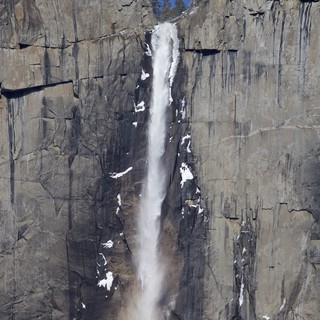 Upper Yosemite Fall Cascading Between Granite Cliffs
