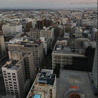 Sunset View from the Top of an Office Building in Los Angeles