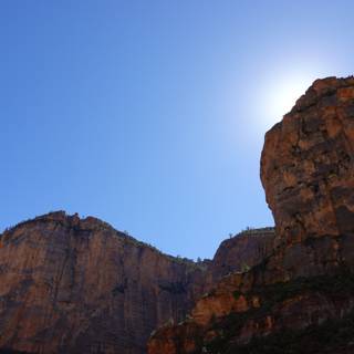 Sunlight illuminates the majestic canyon walls