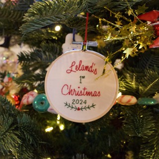 Leland's First Christmas Embroidered Ornament 2024