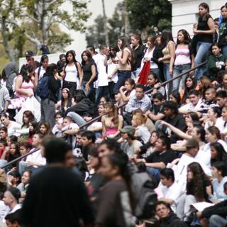 School Walkout: Large Crowd on Steps