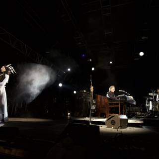 PJ Harvey and Mick Harvey perform with spotlights