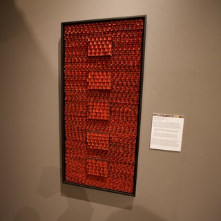 Contemporary Red Textile Art Installation in Gallery