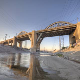 Arch Bridge over the Flowing LA River