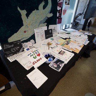 Memorial Table Display with Student Art and Messages