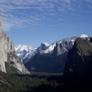 Yosemite Valley Winter Vista with El Capitan and Half Dome