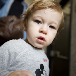 Toddler in Mickey Mouse Shirt at Home