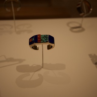 Inlaid Turquoise and Lapis Lazuli Cuff Bracelet Display