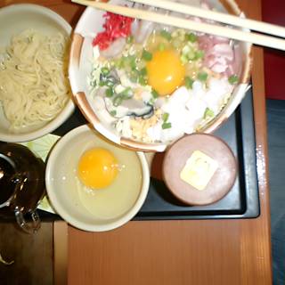 A delicious bowl of ramen on a traditional Japanese tray