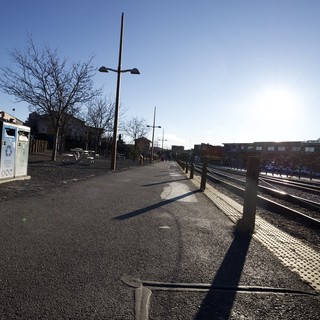 Early Morning Light at Train Station Platform
