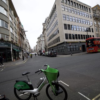 Green Bike Share on Quiet London Street