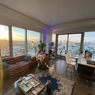 Sunset Views from a Chic Penthouse Living Room