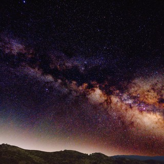 Milky Way Galactic Core Rising Over Coastal Hills