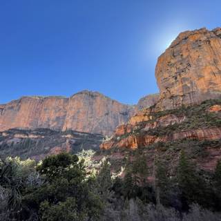 Brilliant Sunlight Illuminates Majestic Rock Formations in Zion National Park