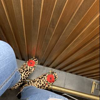 Leopard Print Boots with Red Flower